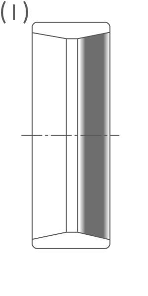 Running trace (l): A normal running trace along the right side of a double-row TRB outer ring.