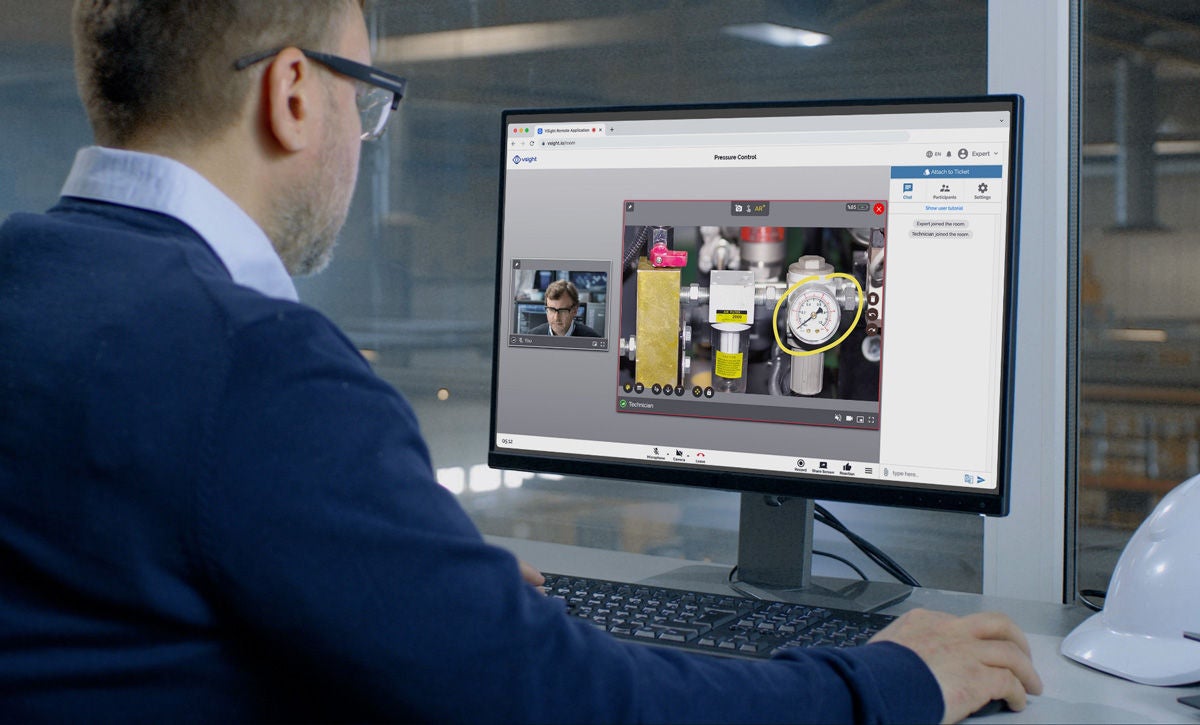 Image of man using NSK Remote Technical Consultation Service on computer