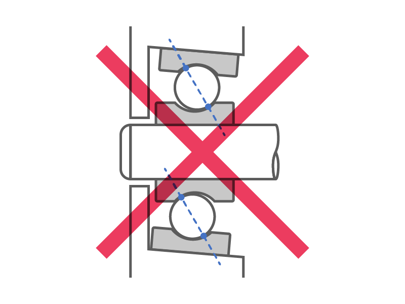 Confirm that the bearing housing bore surface is even so that the rolling elements maintain the correct contact angle.