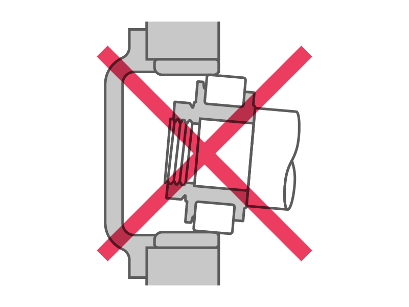 Inserting the inner ring at an angle can cause damage.