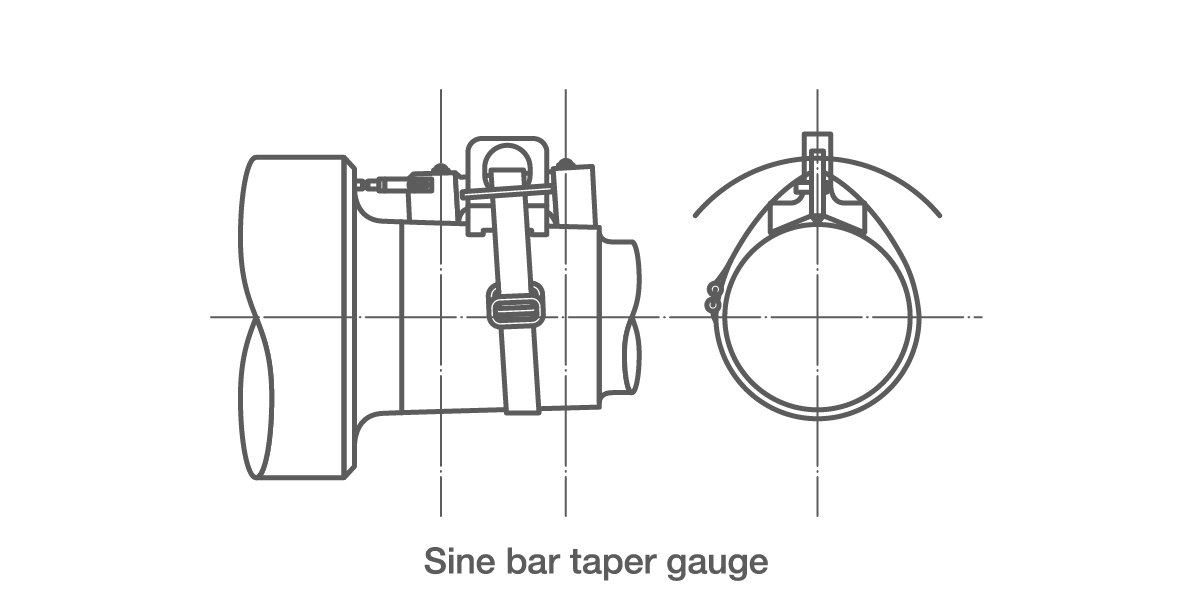 2D cross-section and profile of sine bar taper gauge on a shaft.