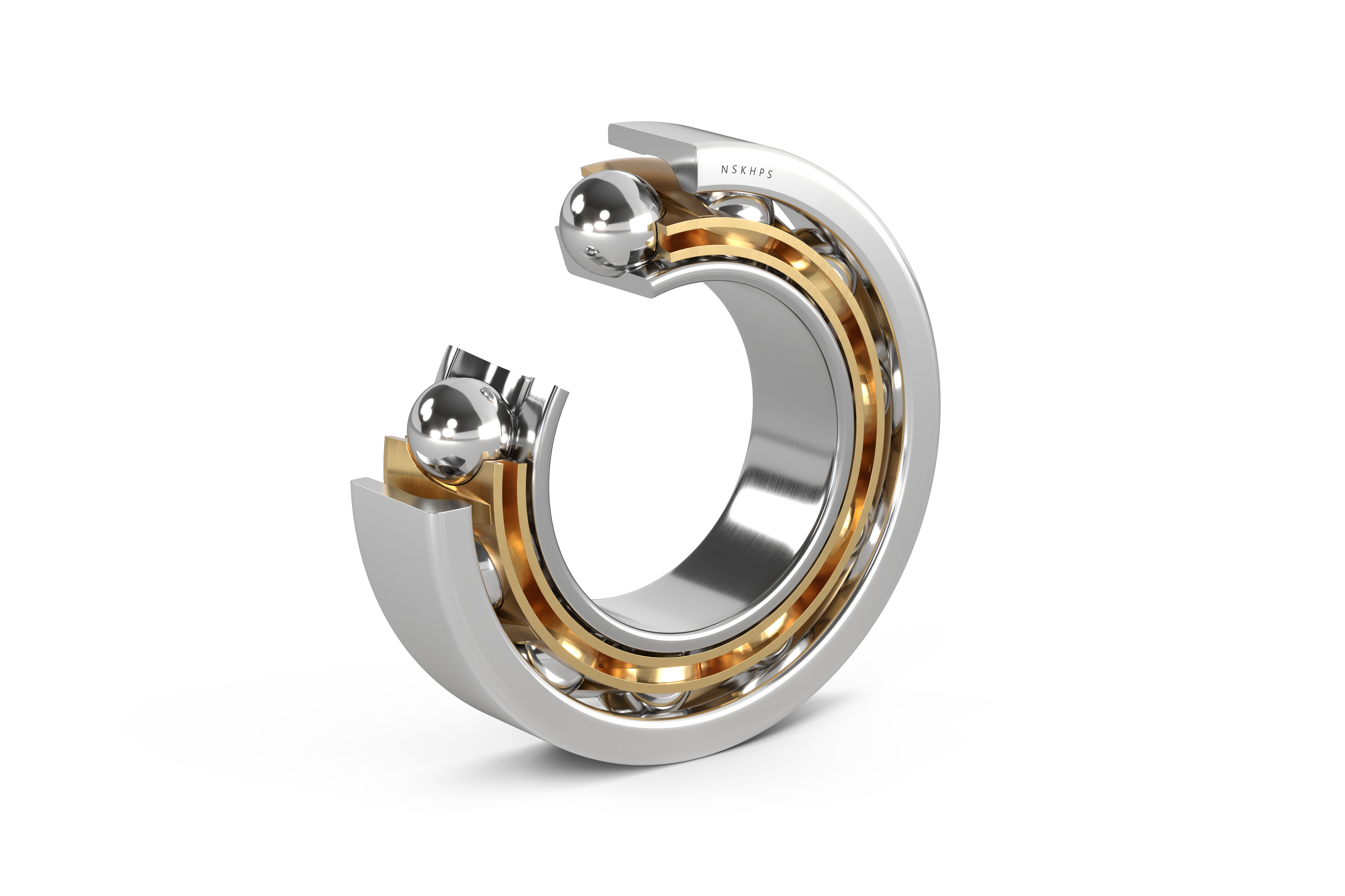Angular Contact Ball Bearing, ACBB, Brass Cage, Cut