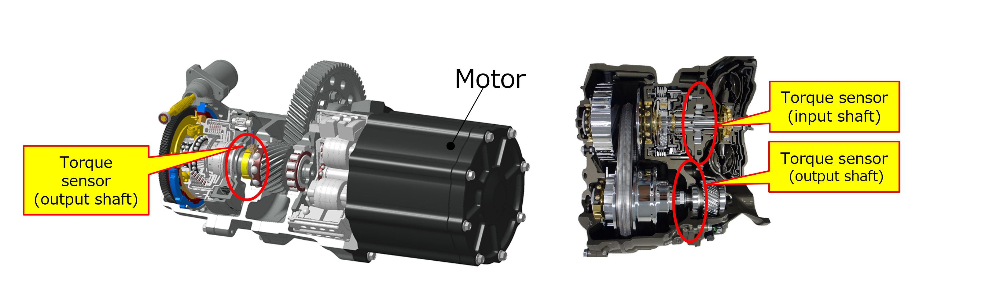 20240508_2_2_Torque sensor installation example (Left 2-speed transmission output shaft; Right: Belt-type CVT input and output shafts)