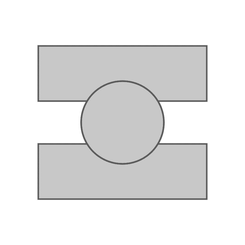 Animation of elastic (temporary) deformation in a ball bearing. The inner ring and outer ring deform in opposite directions while the ball experiences deformation from its contact points on the rings.
