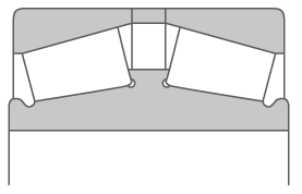 2D cross section of tapered roller bearing front-to-front arrangement (DB)