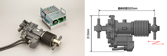 NSK動揺防止アクチュエータ(左:アクチュエータ、右:ドライバ)